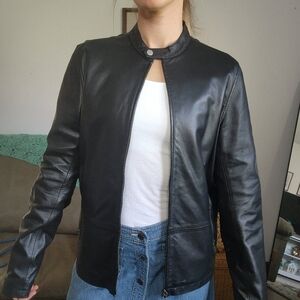 Pretty Green Leather Freeman Jacket Size 4